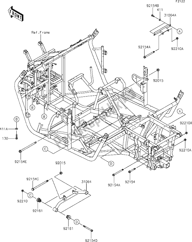 Tutte le parti per il 32 Engine Mount del Kawasaki KRF 800 Teryx 2021