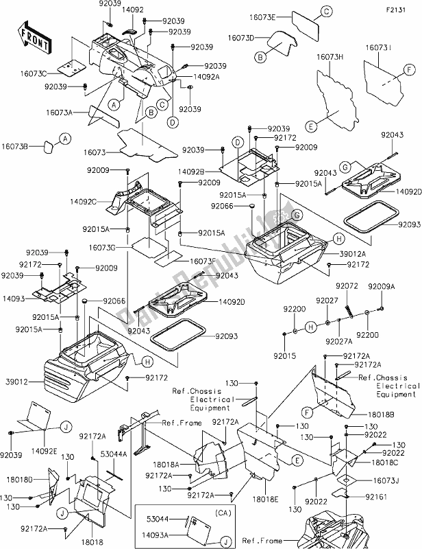 All parts for the 34 Frame Fittings(rear) of the Kawasaki KRF 800 Teryx 2021