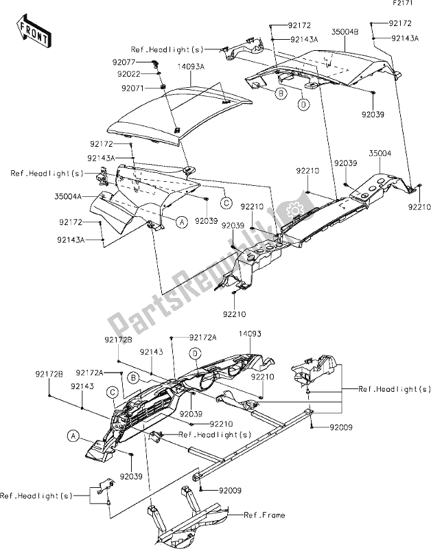 Todas las partes para 38 Front Fender(s) de Kawasaki KRF 800 Teryx 2021