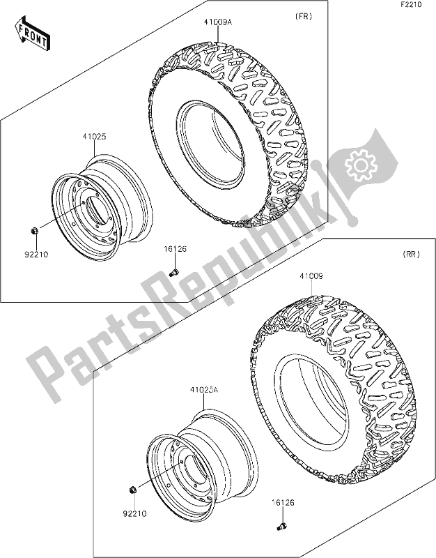 All parts for the 40 Wheels/tires of the Kawasaki KRF 800 Teryx 2021