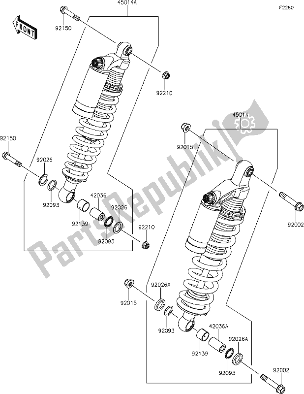 Todas as partes de 46 Shock Absorber(s) do Kawasaki KRF 800 Teryx 2021