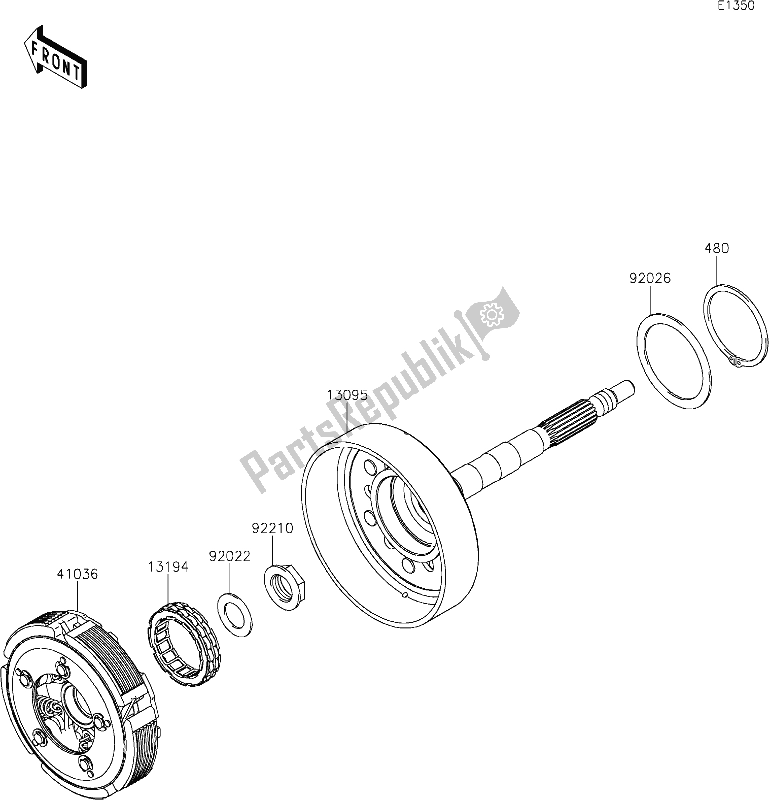 All parts for the 8 Clutch of the Kawasaki KRF 800 Teryx 2021