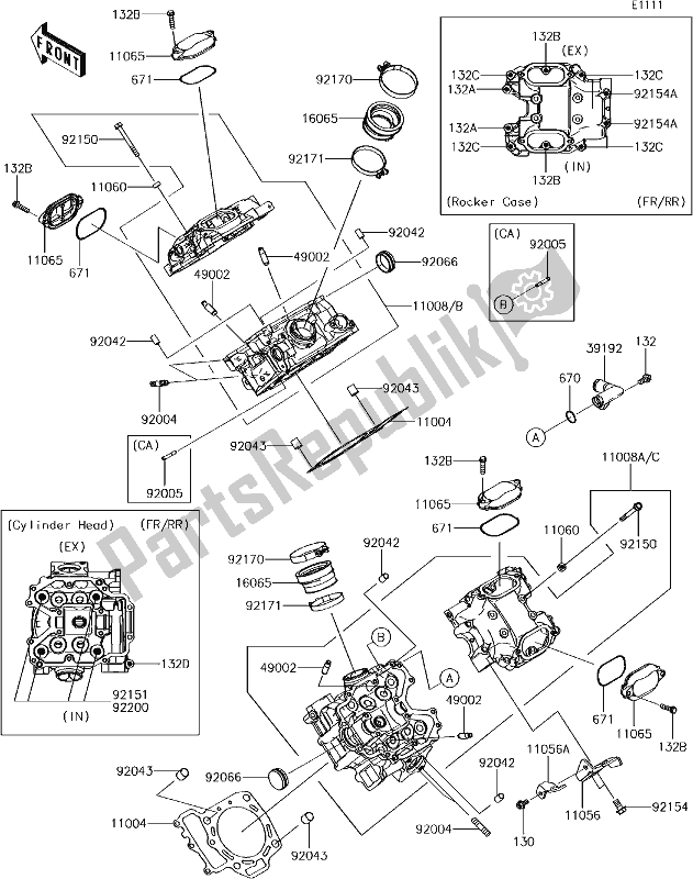 Todas las partes para 1 Cylinder Head de Kawasaki KRF 800 Teryx LE 2017