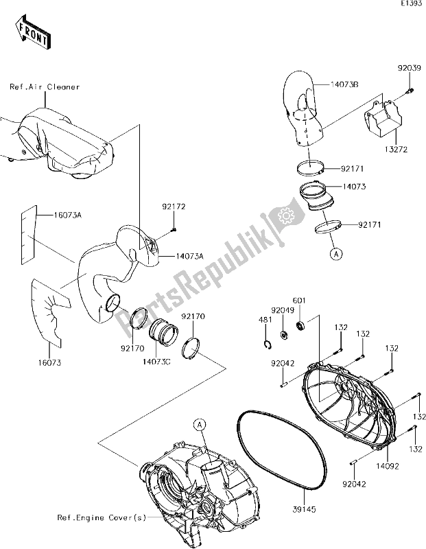 Tutte le parti per il 14 Converter Cover del Kawasaki KRF 800 Teryx LE 2017