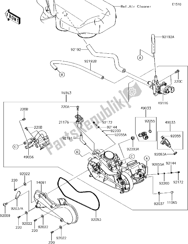 Tutte le parti per il 17 Throttle del Kawasaki KRF 800 Teryx LE 2017