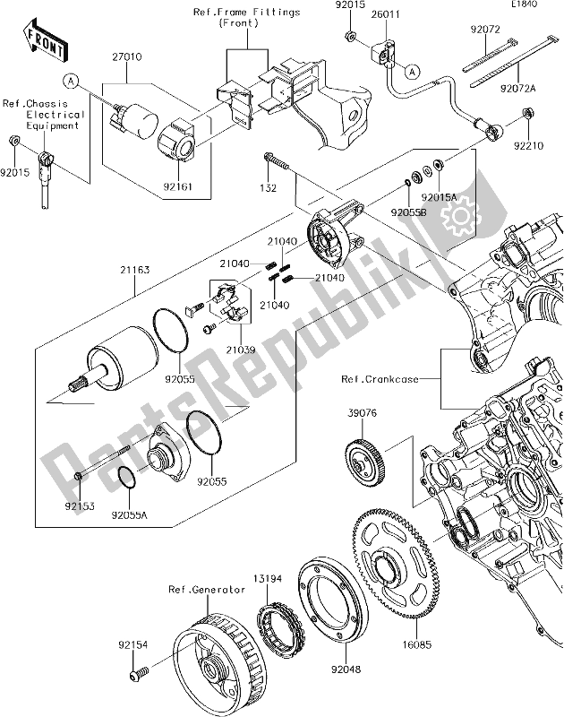 All parts for the 24 Starter Motor of the Kawasaki KRF 800 Teryx LE 2017