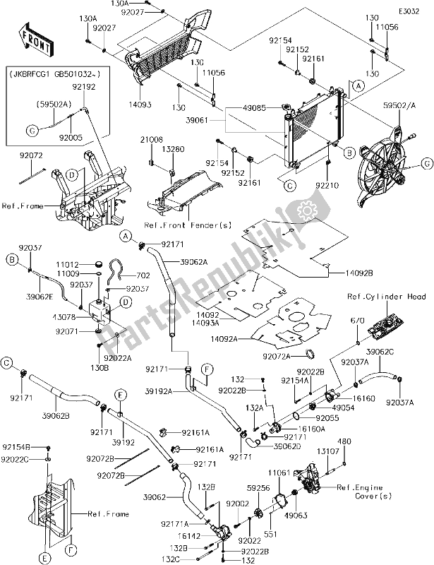 Tutte le parti per il 25 Radiator del Kawasaki KRF 800 Teryx LE 2017