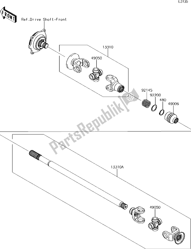 All parts for the 27 Drive Shaft-propeller of the Kawasaki KRF 800 Teryx LE 2017