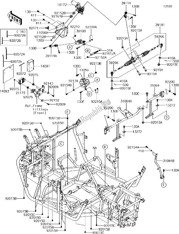 All parts for the 31-1frame of the Kawasaki KRF 800 Teryx LE 2017