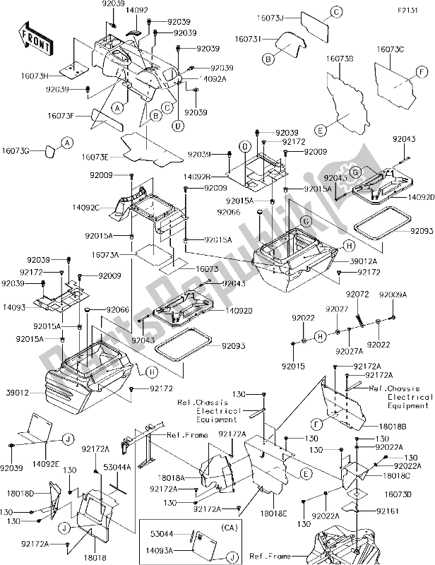 All parts for the 34-1frame Fittings(rear) of the Kawasaki KRF 800 Teryx LE 2017