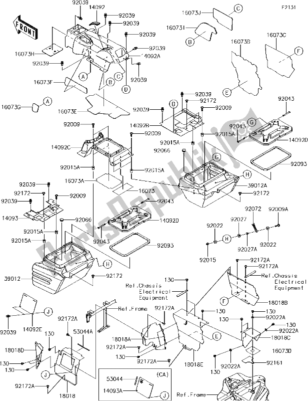 Alle onderdelen voor de 34 Frame Fittings(rear) van de Kawasaki KRF 800 Teryx LE 2017