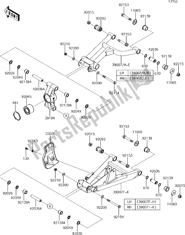 Tutte le parti per il 37 Rear Suspension del Kawasaki KRF 800 Teryx LE 2017