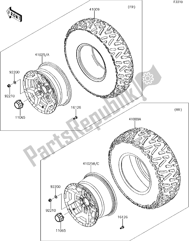 Tutte le parti per il 40 Wheels/tires del Kawasaki KRF 800 Teryx LE 2017