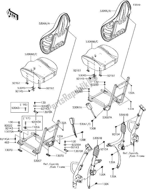 All parts for the 50 Seat(ggf/ghf) of the Kawasaki KRF 800 Teryx LE 2017