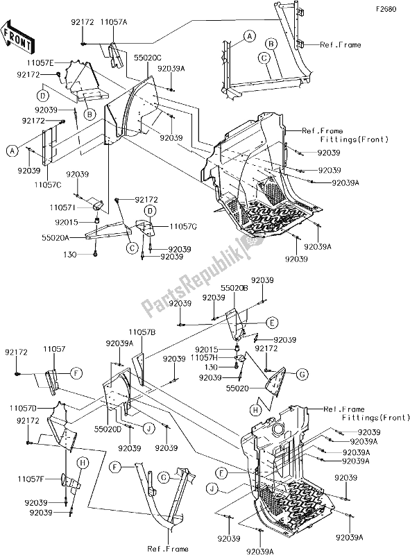 All parts for the 55 Guard(s)(ggf/ghf) of the Kawasaki KRF 800 Teryx LE 2017