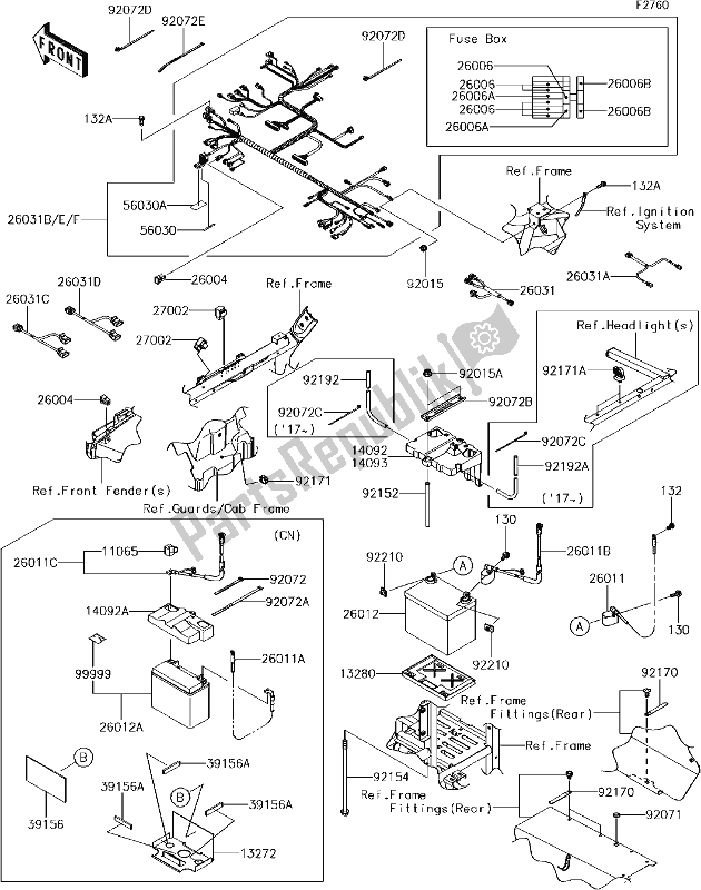 Tutte le parti per il 61 Chassis Electrical Equipment del Kawasaki KRF 800 Teryx LE 2017