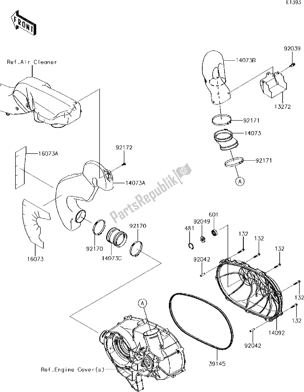 Tutte le parti per il 14 Converter Cover del Kawasaki KRF 800 Teryx LE 2018