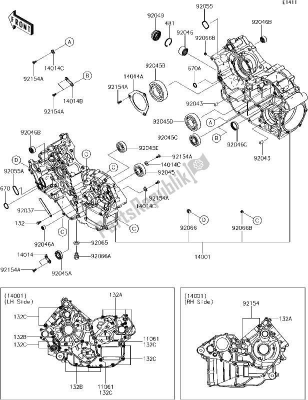 All parts for the 15 Crankcase of the Kawasaki KRF 800 Teryx LE 2018