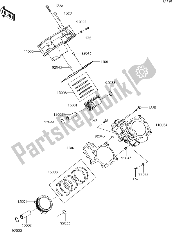 Alle onderdelen voor de 2 Cylinder/piston(s) van de Kawasaki KRF 800 Teryx LE 2018