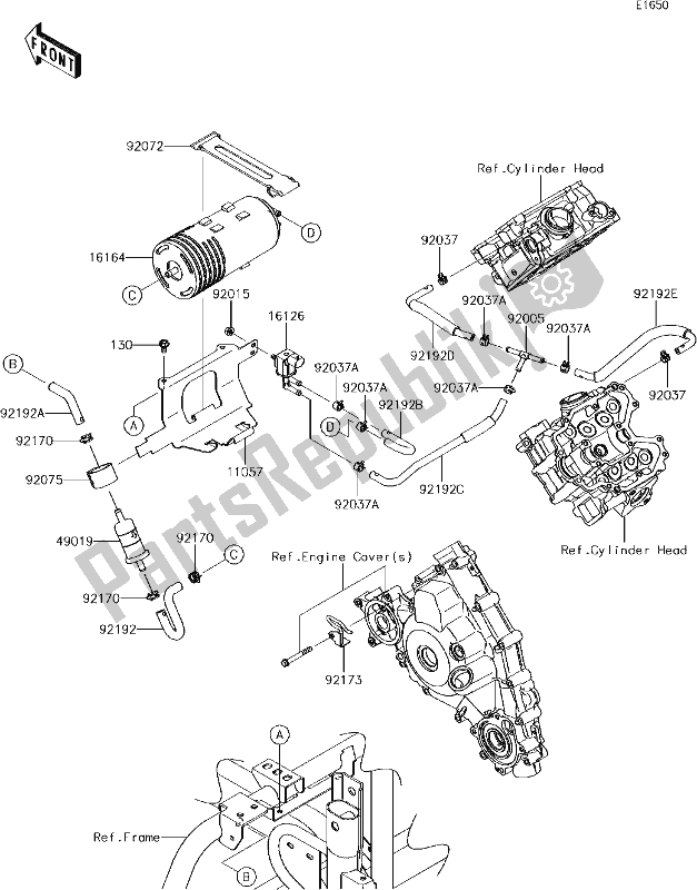 All parts for the 20 Fuel Evaporative System(ca) of the Kawasaki KRF 800 Teryx LE 2018