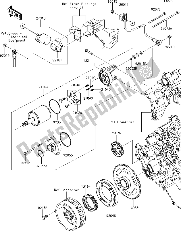All parts for the 24 Starter Motor of the Kawasaki KRF 800 Teryx LE 2018