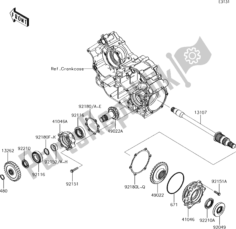 All parts for the 26-1front Bevel Gear of the Kawasaki KRF 800 Teryx LE 2018