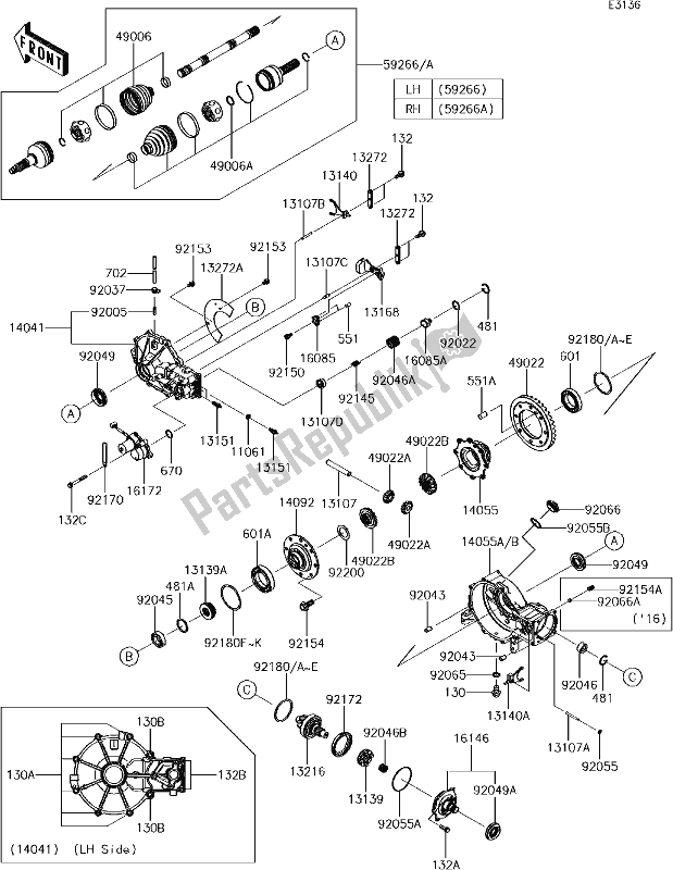 All parts for the 28-2drive Shaft-front of the Kawasaki KRF 800 Teryx LE 2018