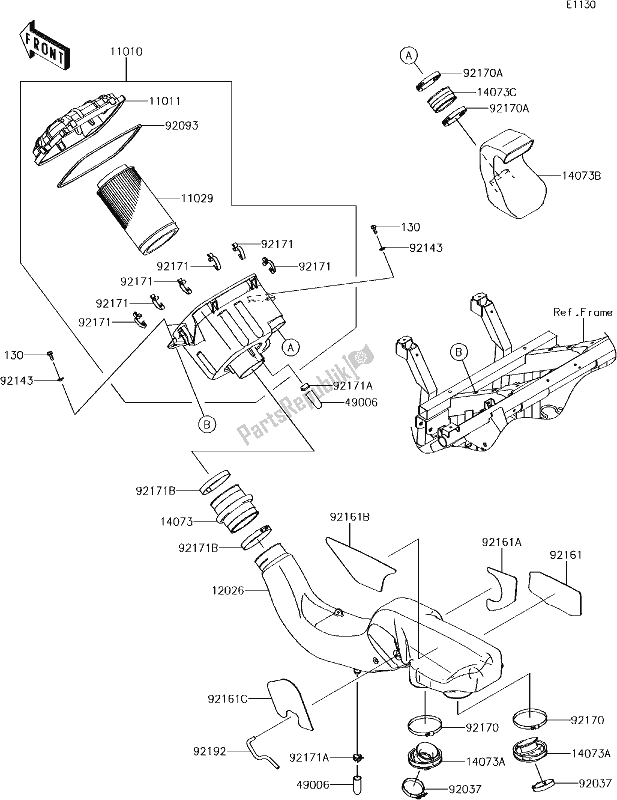 All parts for the 3 Air Cleaner of the Kawasaki KRF 800 Teryx LE 2018