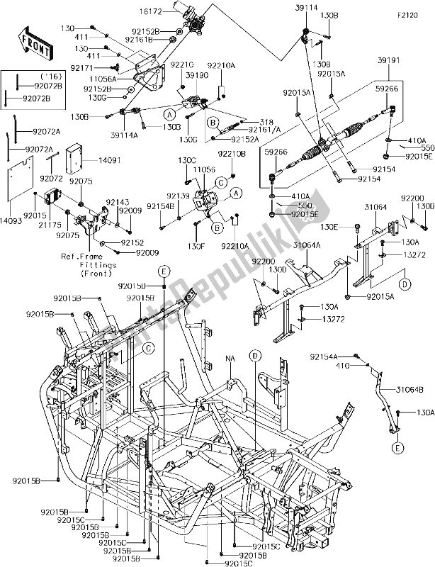 All parts for the 31-1frame of the Kawasaki KRF 800 Teryx LE 2018