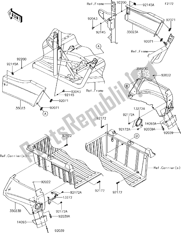 All parts for the 39 Rear Fender(s) of the Kawasaki KRF 800 Teryx LE 2018