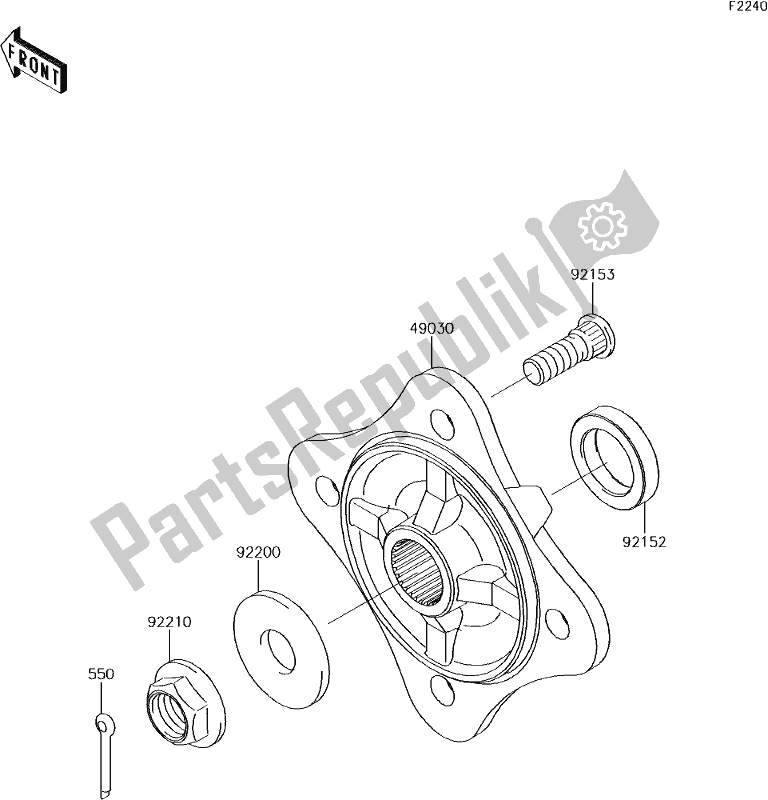 All parts for the 42 Rear Hubs/brakes of the Kawasaki KRF 800 Teryx LE 2018