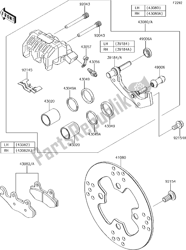 All parts for the 47 Front Brake of the Kawasaki KRF 800 Teryx LE 2018