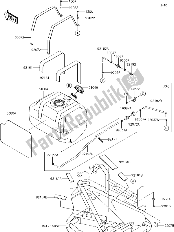 All parts for the 49 Fuel Tank of the Kawasaki KRF 800 Teryx LE 2018