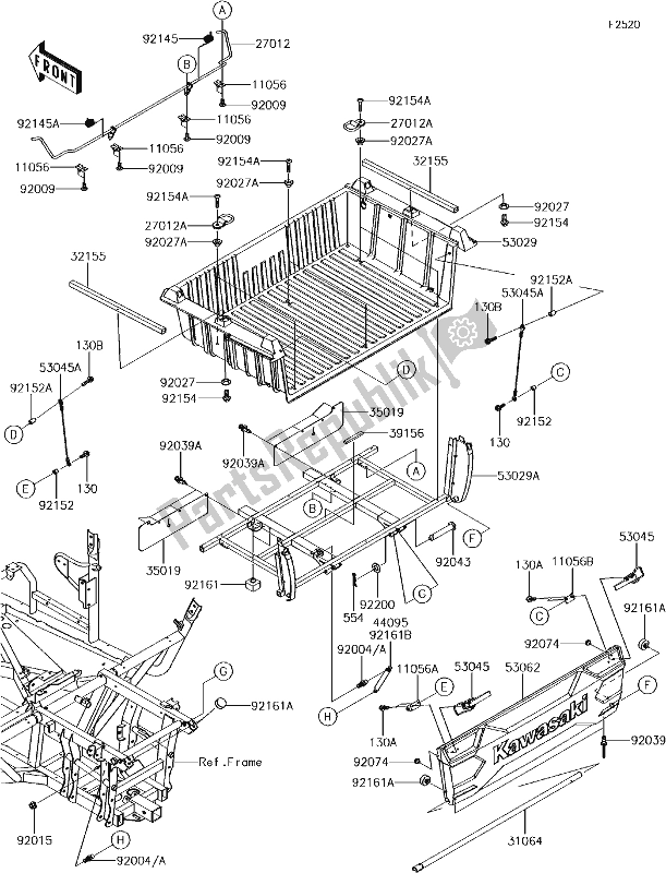 Alle onderdelen voor de 52 Carrier(s) van de Kawasaki KRF 800 Teryx LE 2018