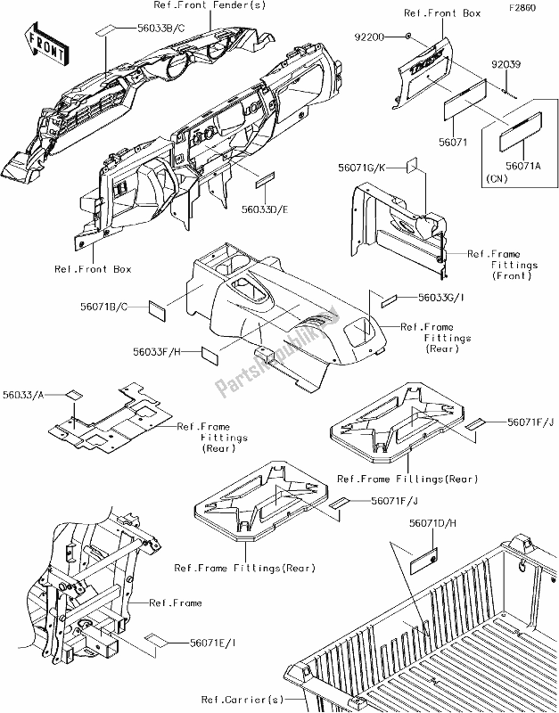 All parts for the 64 Labels of the Kawasaki KRF 800 Teryx LE 2018