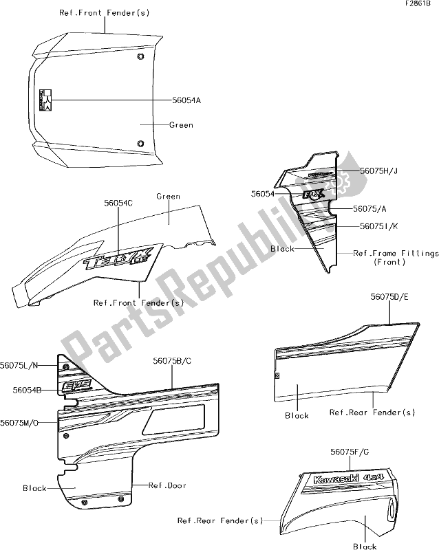 All parts for the 67 Decals(green)(ghf) of the Kawasaki KRF 800 Teryx LE 2018