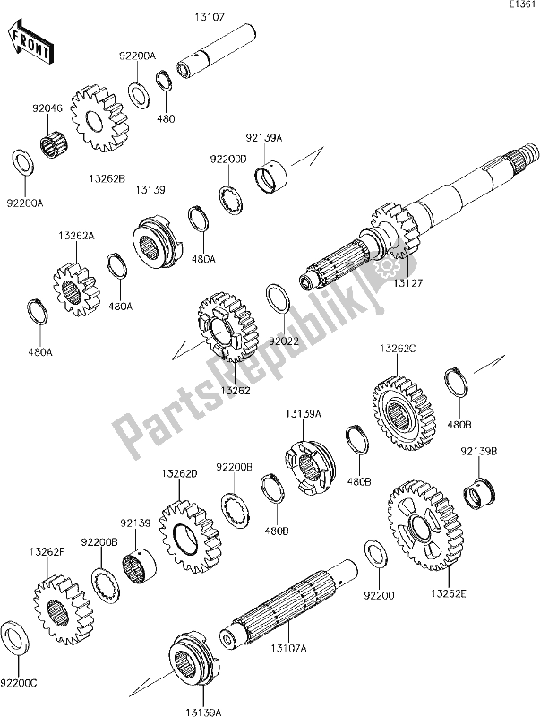 All parts for the 9 Transmission of the Kawasaki KRF 800 Teryx LE 2018