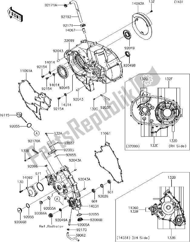 Alle onderdelen voor de 16-1engine Cover(s) van de Kawasaki KRT 800 Teryx4 LE 2017