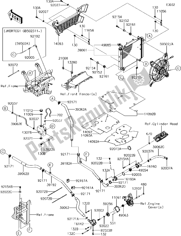 Todas as partes de 25-1radiator do Kawasaki KRT 800 Teryx4 LE 2017