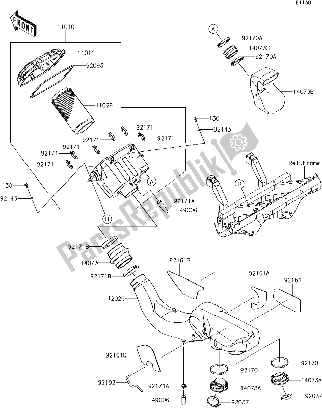 Toutes les pièces pour le 3 Air Cleaner du Kawasaki KRT 800 Teryx4 LE 2017