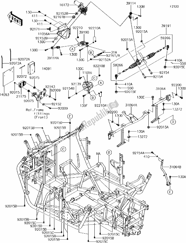 Todas as partes de 31 Frame do Kawasaki KRT 800 Teryx4 LE 2017