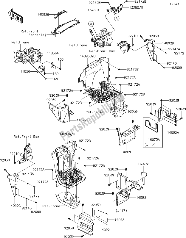 Tutte le parti per il 33 Frame Fittings(front) del Kawasaki KRT 800 Teryx4 LE 2017