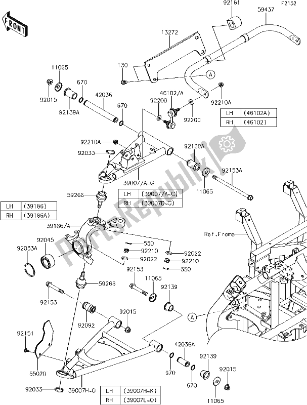 Todas las partes para 36-1front Suspension de Kawasaki KRT 800 Teryx4 LE 2017