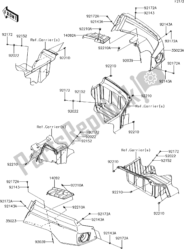 All parts for the 39 Rear Fender(s) of the Kawasaki KRT 800 Teryx4 LE 2017