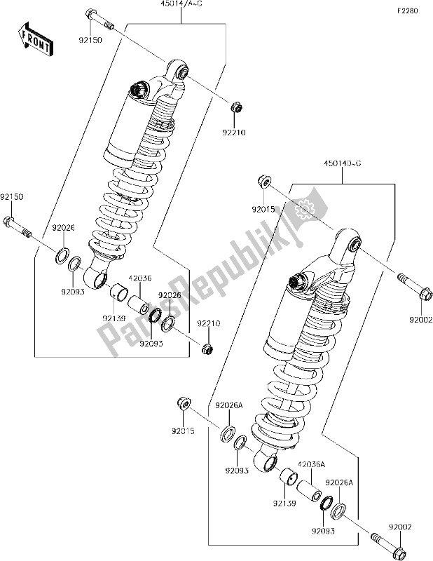 Tutte le parti per il 46 Shock Absorber(s) del Kawasaki KRT 800 Teryx4 LE 2017