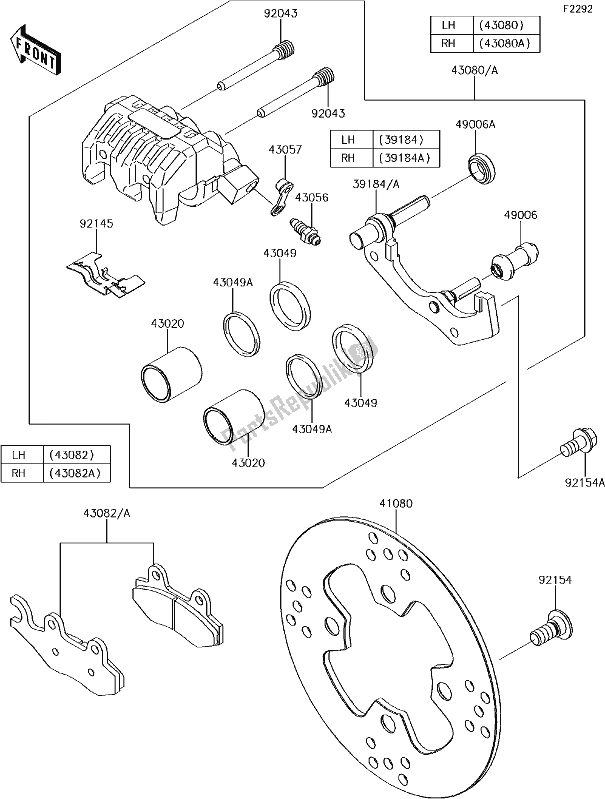 Todas las partes para 47 Front Brake de Kawasaki KRT 800 Teryx4 LE 2017