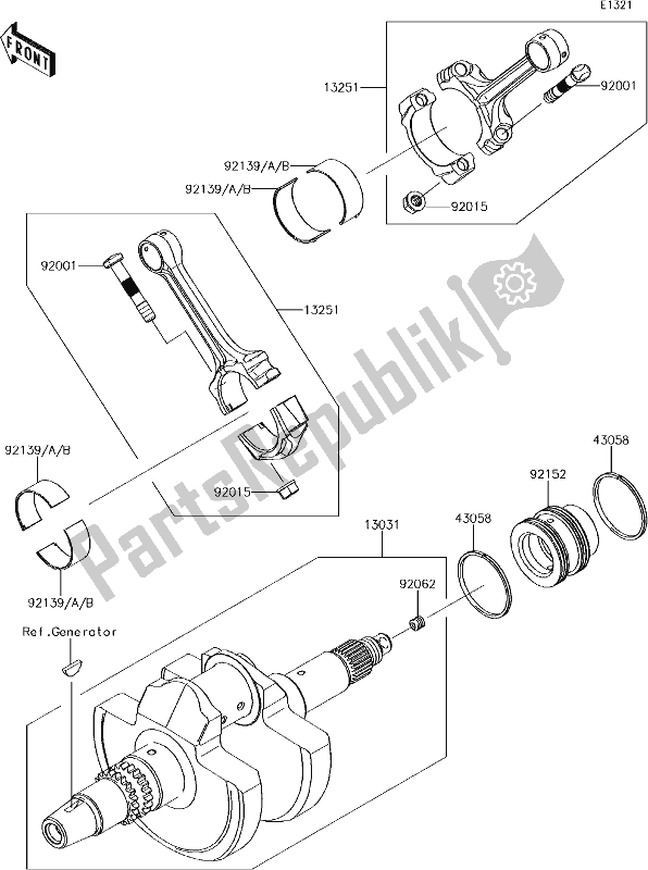 Toutes les pièces pour le 7 Crankshaft du Kawasaki KRT 800 Teryx4 LE 2017