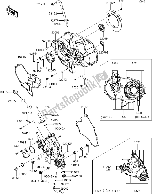 Todas as partes de 16 Engine Cover(s) do Kawasaki KRT 800 Teryx4 LE 2018