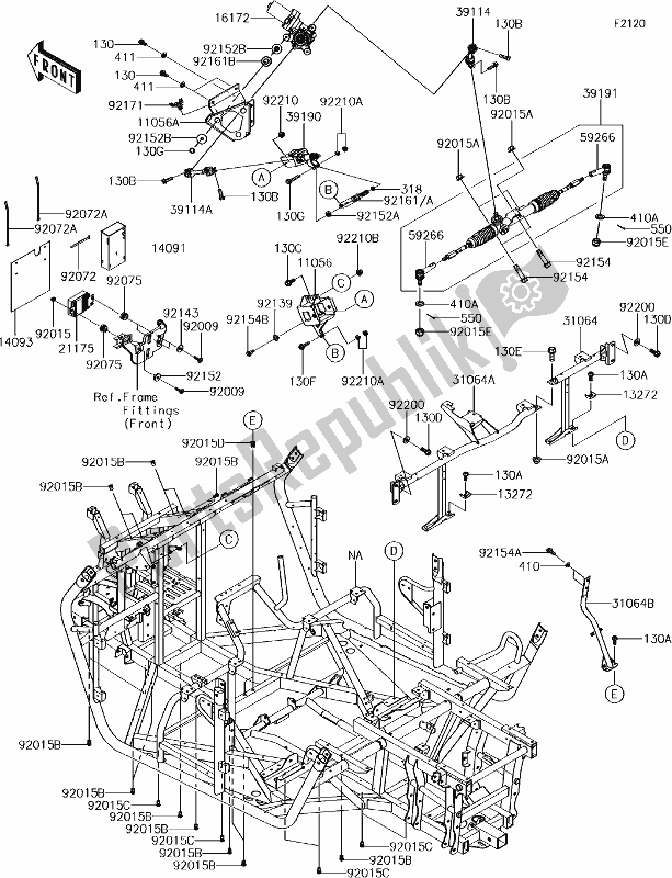 Alle onderdelen voor de 31 Frame van de Kawasaki KRT 800 Teryx4 LE 2018