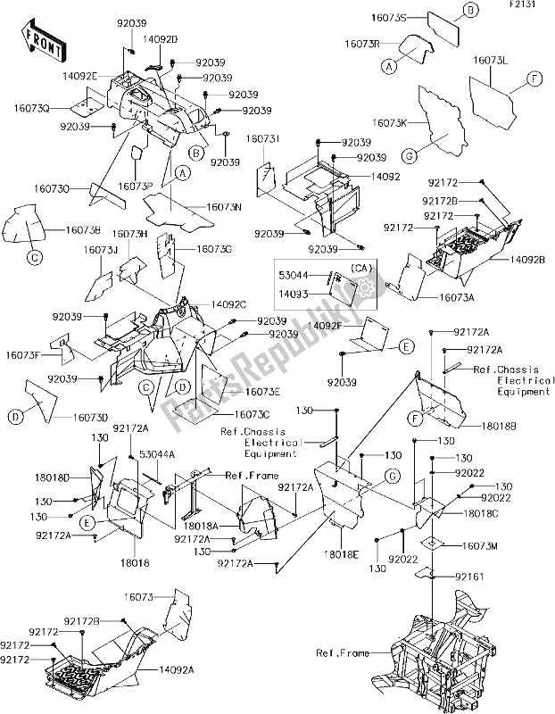 Alle onderdelen voor de 34 Frame Fittings(rear) van de Kawasaki KRT 800 Teryx4 LE 2018